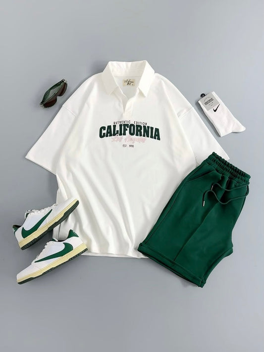 California LA Polo Shirt & Shorts Set