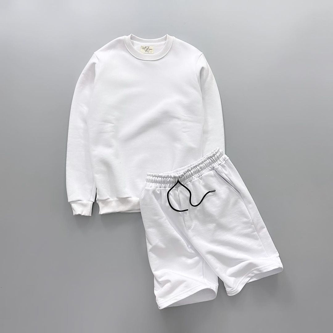 Sweatshirt & Short Plain Set