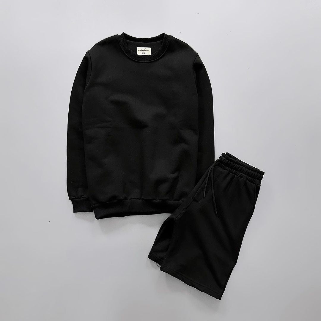 Sweatshirt & Short Plain Set