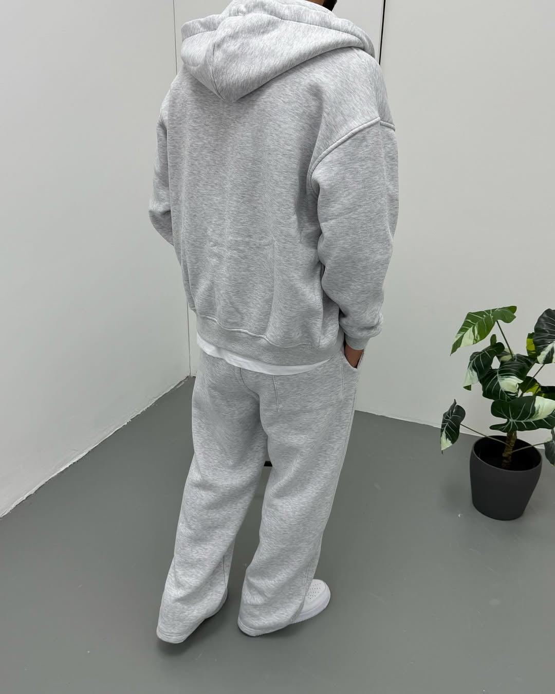 Zip-up Hoodie & Pant Plain Set